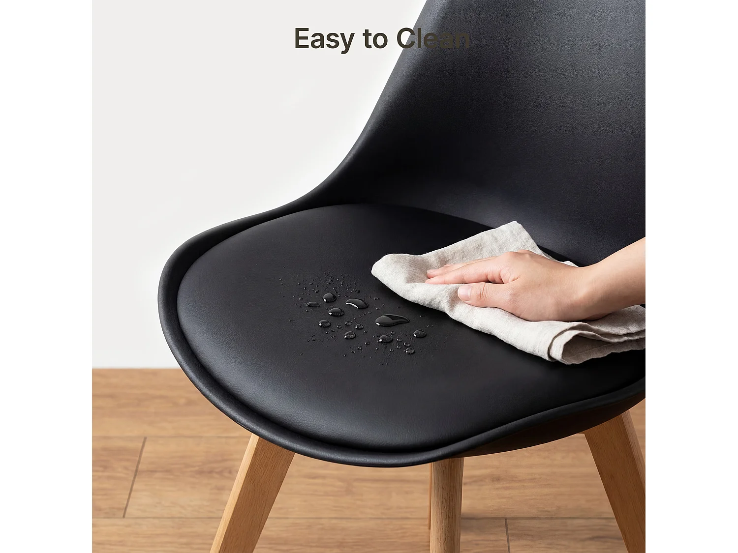 Chaise de cuisine 2 places noire,design scandinave moderne,dossier ergonomique,pieds en bois massif,assise rembourrée imperméable
