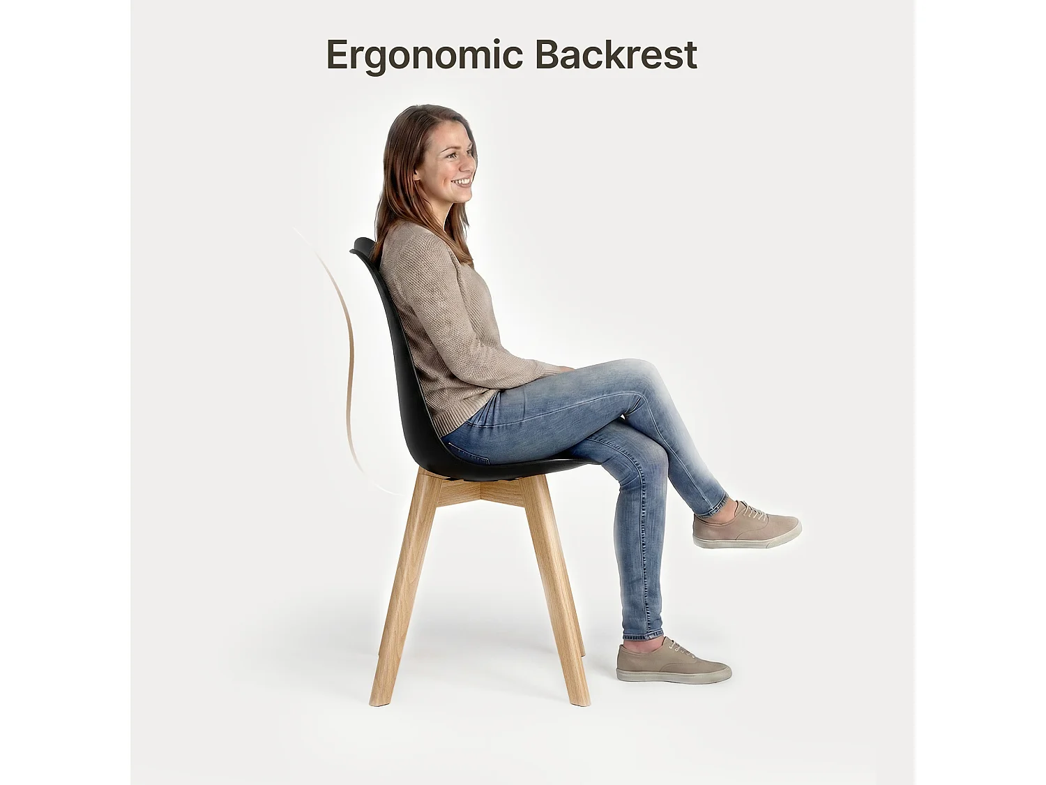 Chaise de cuisine 2 places noire,design scandinave moderne,dossier ergonomique,pieds en bois massif,assise rembourrée imperméable