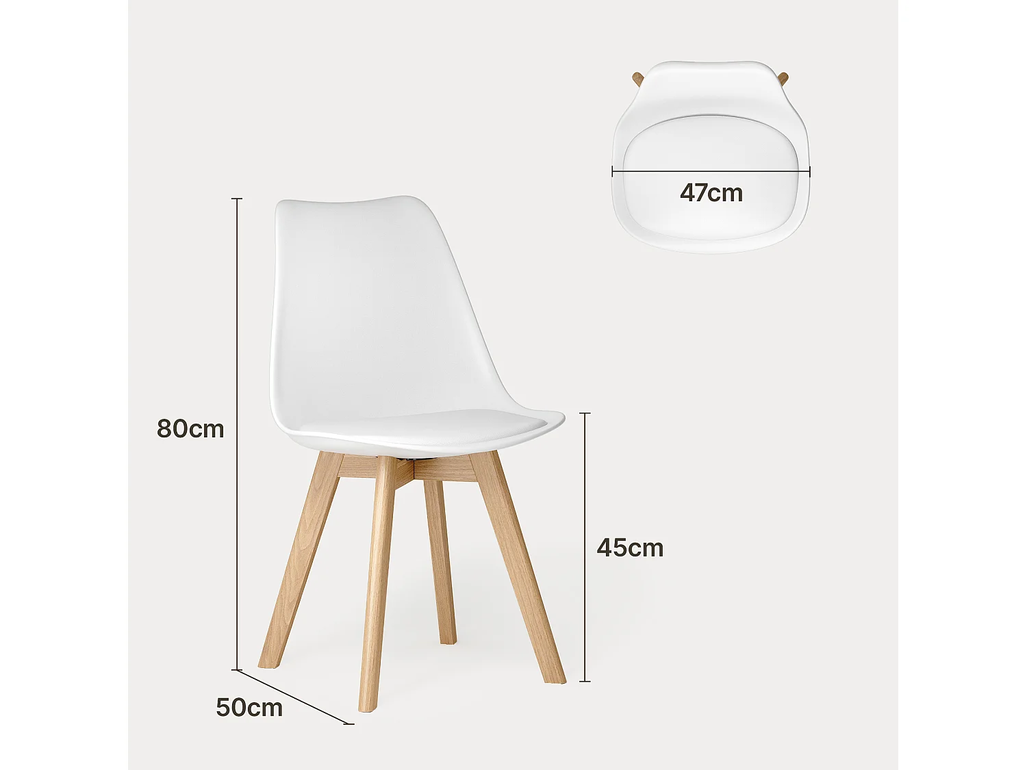 Chaise de cuisine 6 places blanc,design scandinave moderne,dossier ergonomique,pieds en bois massif,assise rembourrée imperméable