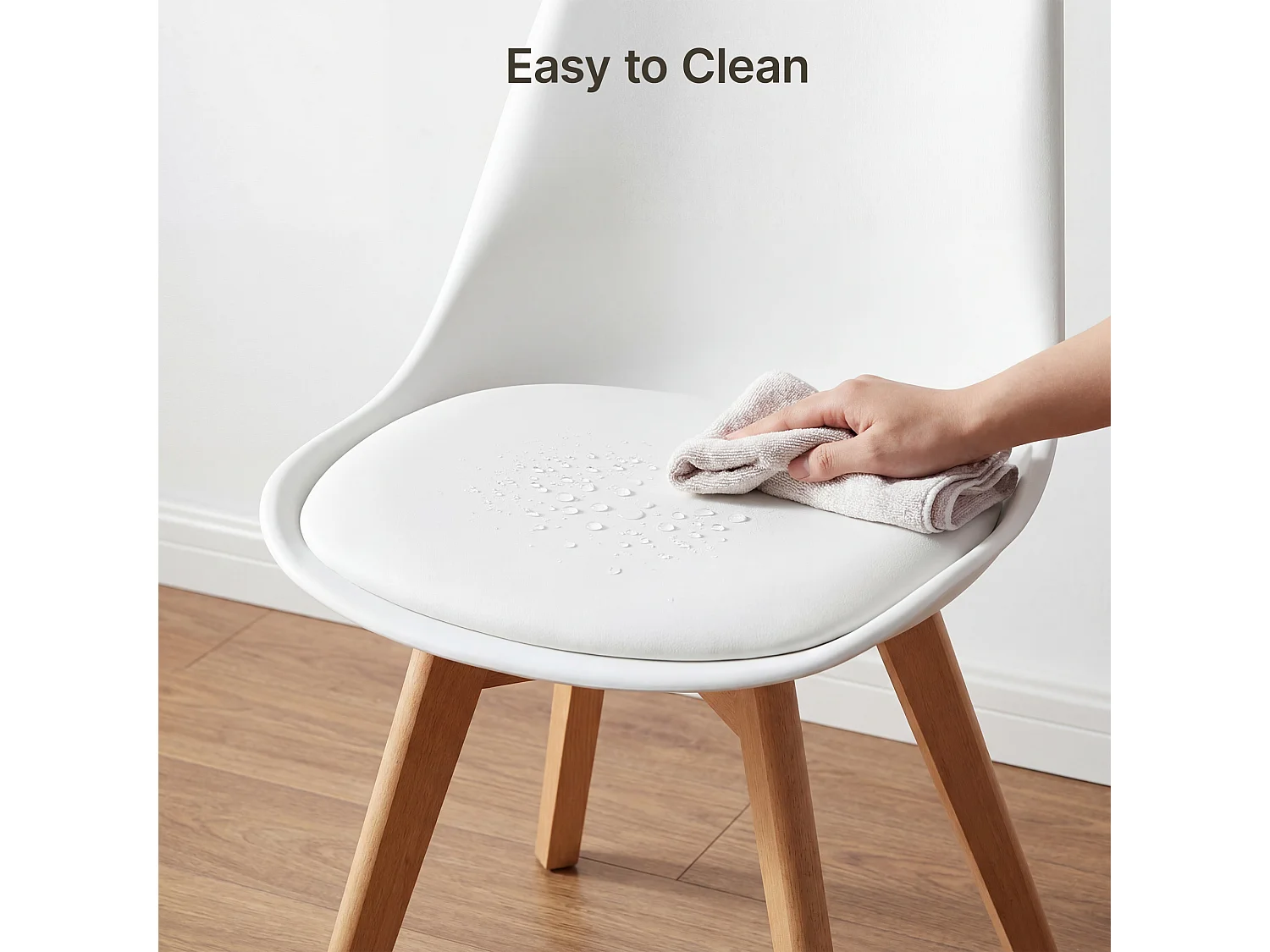 Chaise de cuisine 6 places blanc,design scandinave moderne,dossier ergonomique,pieds en bois massif,assise rembourrée imperméable