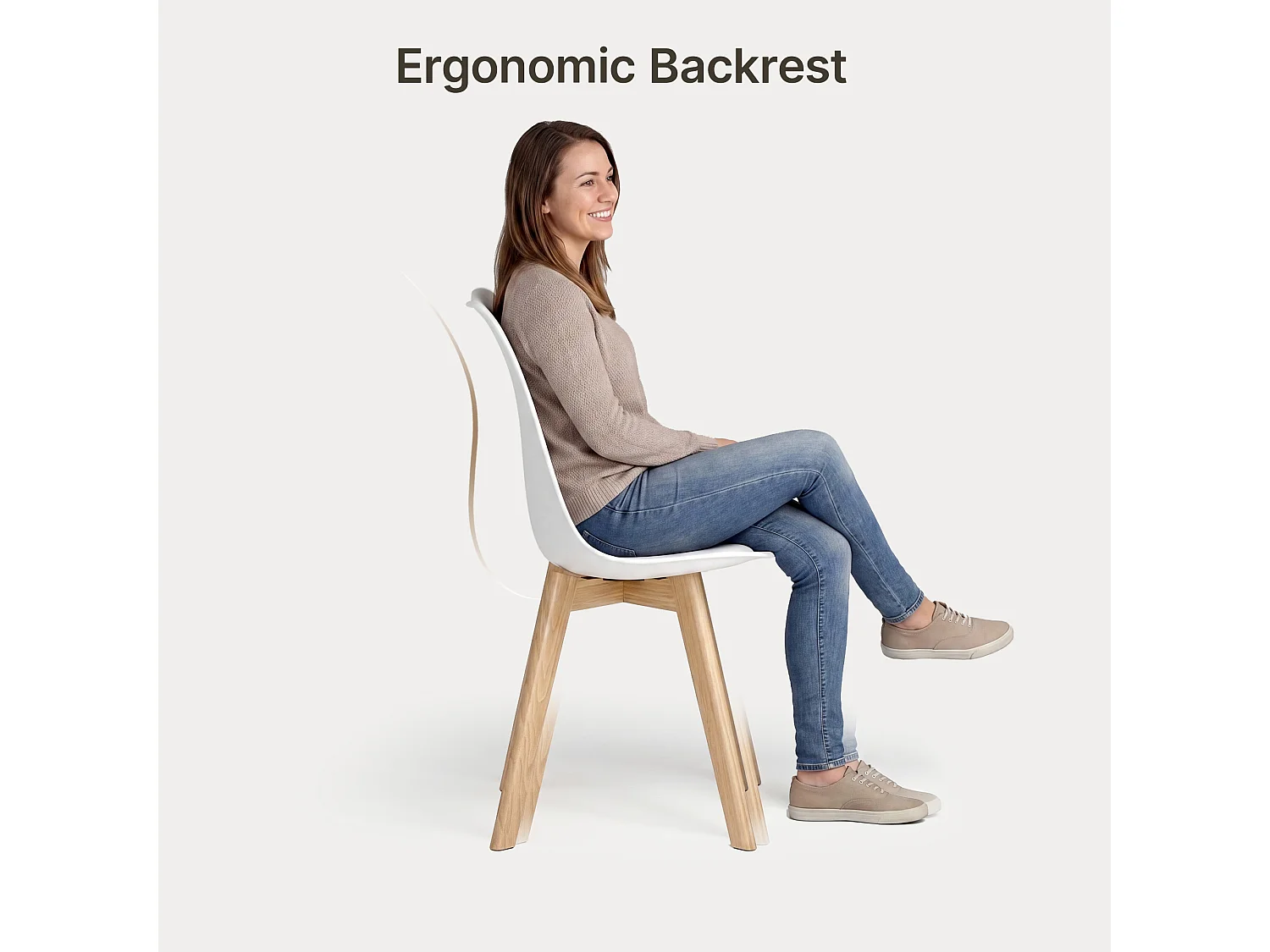 Chaise de cuisine 6 places blanc,design scandinave moderne,dossier ergonomique,pieds en bois massif,assise rembourrée imperméable