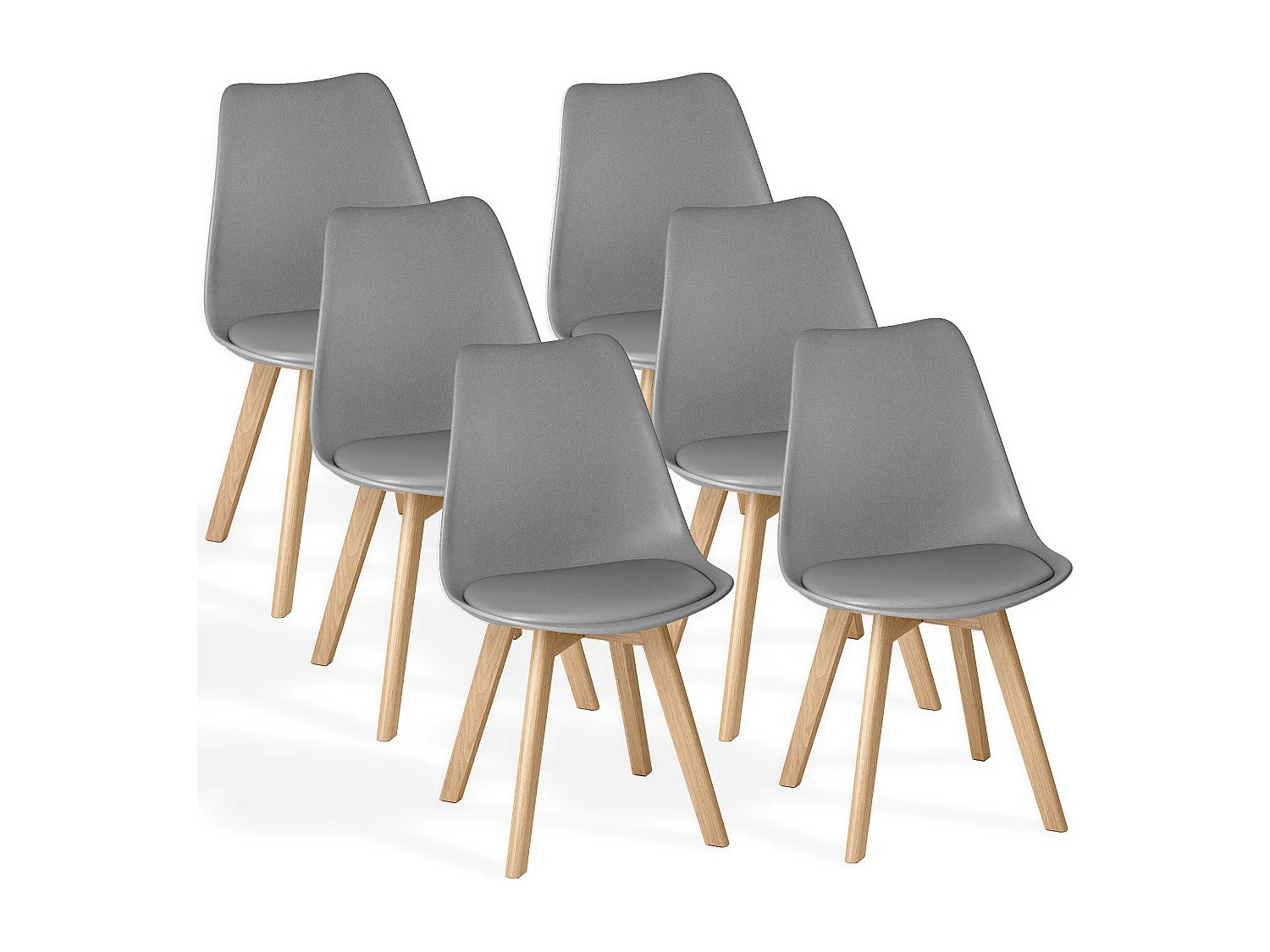 Chaise de cuisine 6 places gris,design scandinave moderne,dossier ergonomique,pieds en bois massif,assise rembourrée imperméable