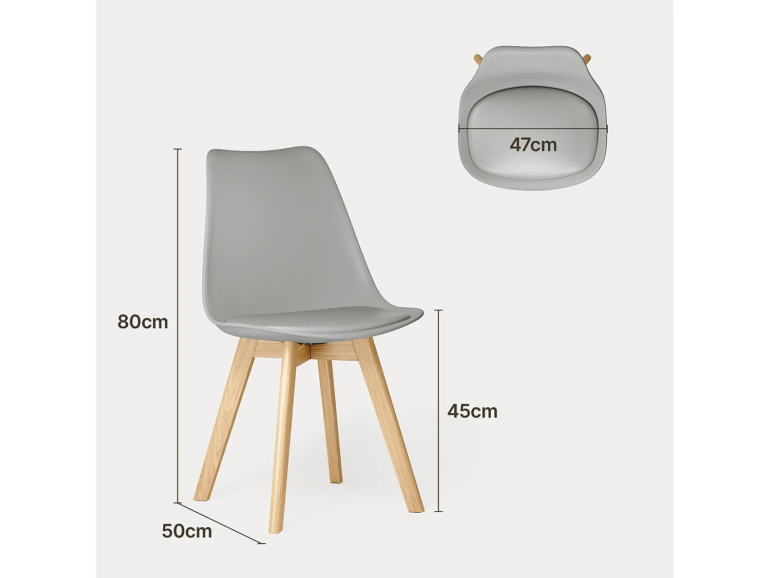 Chaise de cuisine 6 places gris,design scandinave moderne,dossier ergonomique,pieds en bois massif,assise rembourrée imperméable