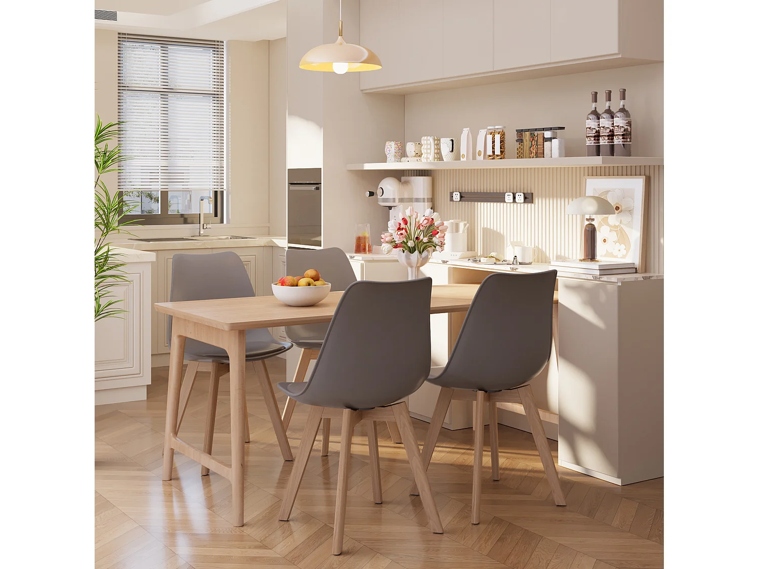 Chaise de cuisine 6 places gris,design scandinave moderne,dossier ergonomique,pieds en bois massif,assise rembourrée imperméable