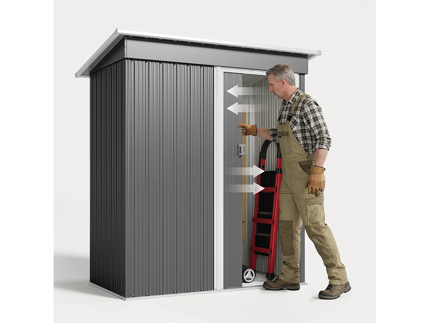 Abri de jardin métallique étanche,porte verrouillable,rangement extérieur pour outils abri extérieur anti-UV,163×89×183cm
