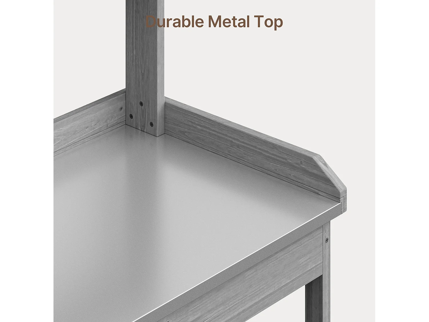 Table de rempotage en bois gris avec tiroir et étagères de rangement,dimensions 108x43x120cm,poste de travail de jardin
