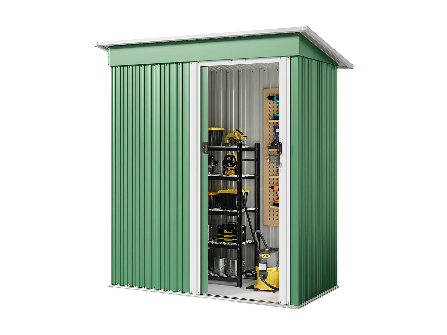 Abri de jardin métallique étanche,porte verrouillable,rangement extérieur pour outils abri extérieur anti-UV,163×89×183cm