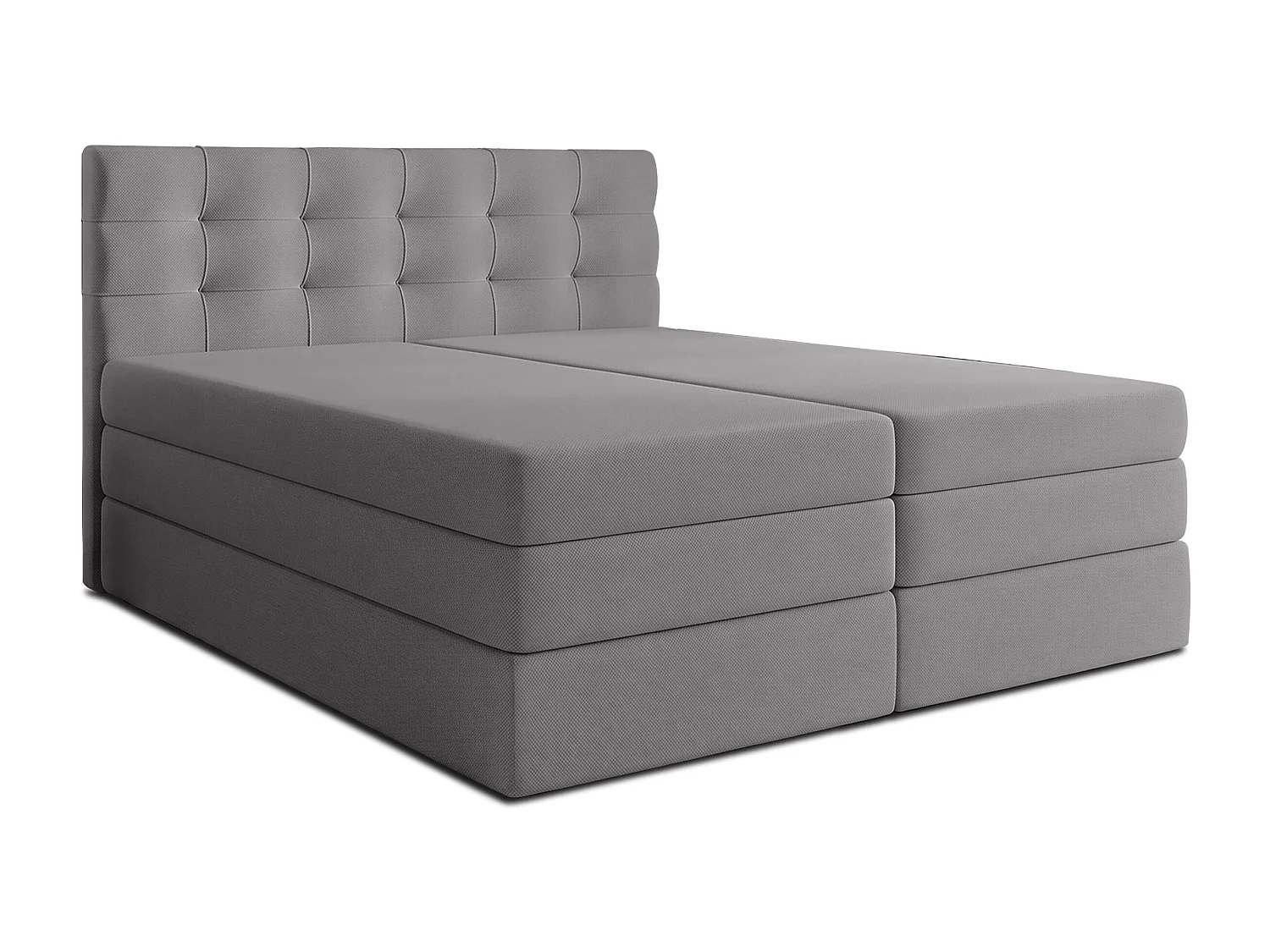 AX LIVING Finike Lit rembourré 160x200 cm avec surmatelas, lit boxspring, gris clair