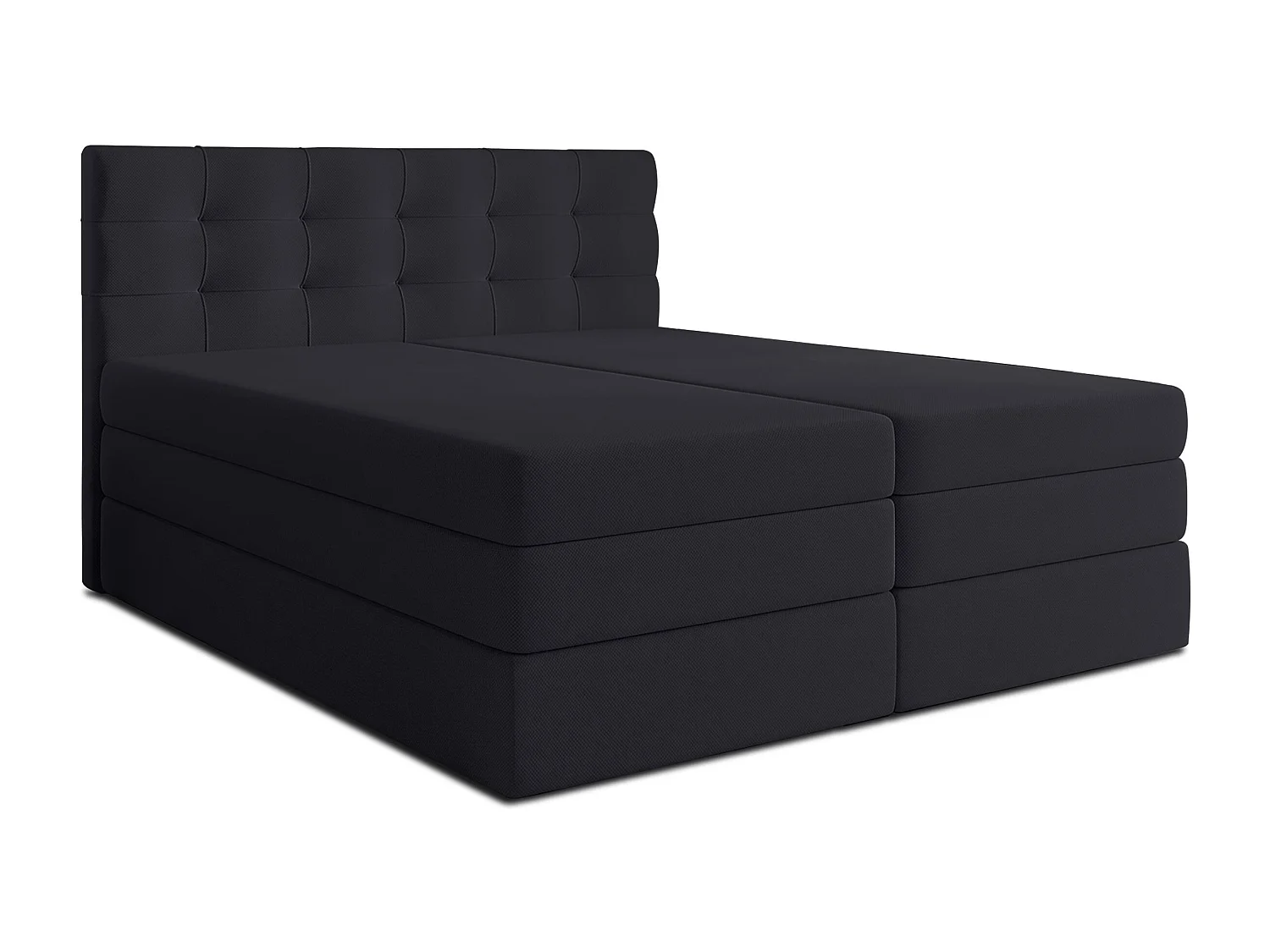 AX LIVING Finike Lit 140x200 cm, boxspring, tissu noir