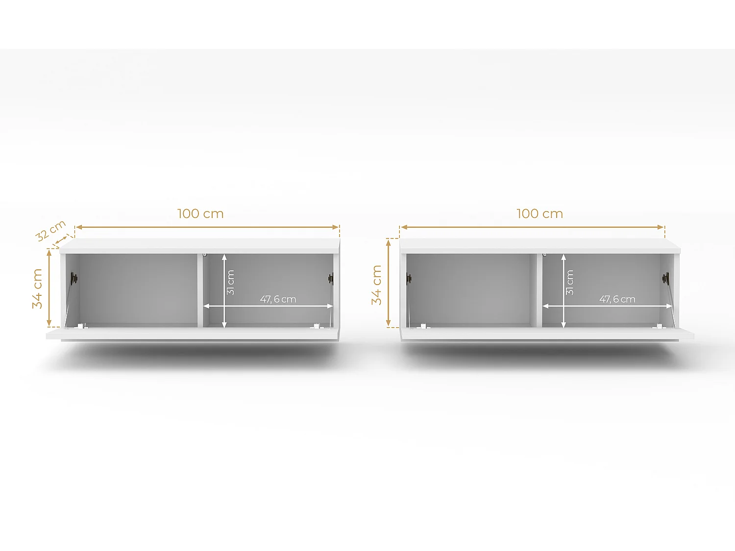 AX LIVING TV Board Loriano 200 cm – Hängendes Lowboard Nussbaum Warmia