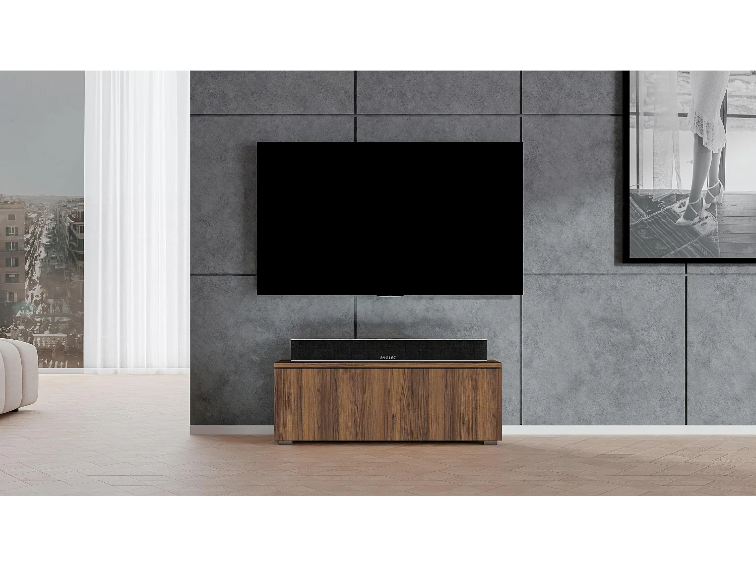 AX LIVING TV Board Loriano 100 cm – Lowboard Nussbaum Warmia