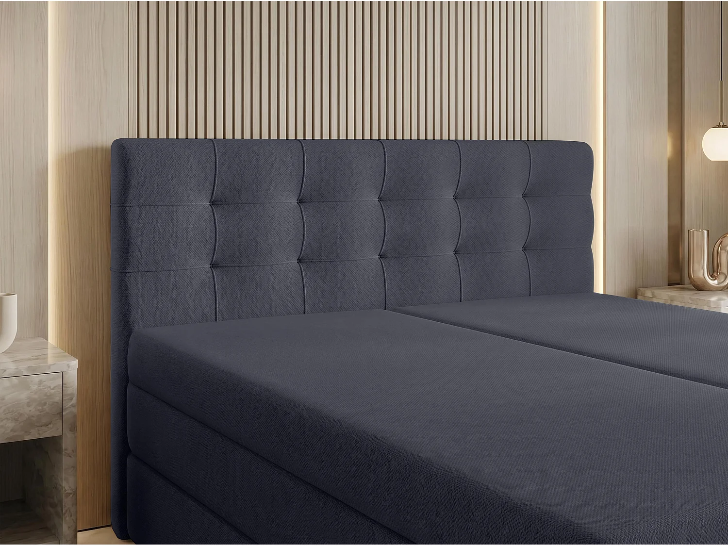 AX LIVING Finike Lit continental 140x200 cm avec surmatelas, gris