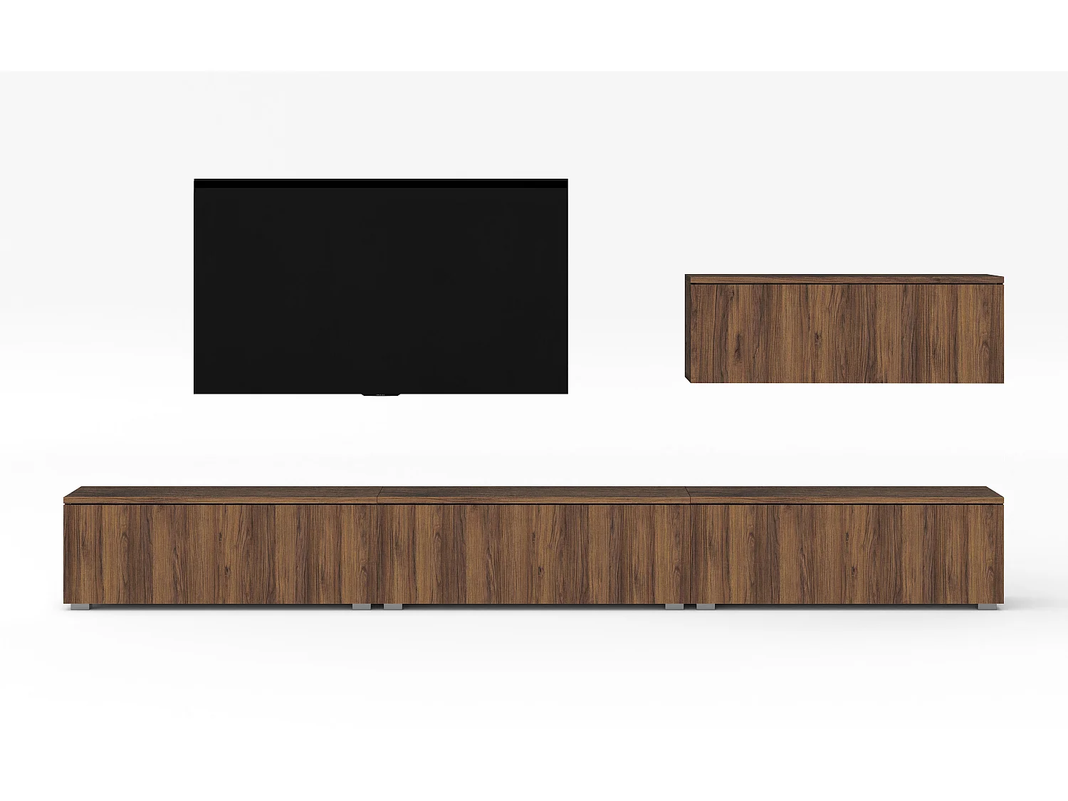 AX LIVING Ensemble TV moderne Loriano 300 cm sur pied noyer Warmia