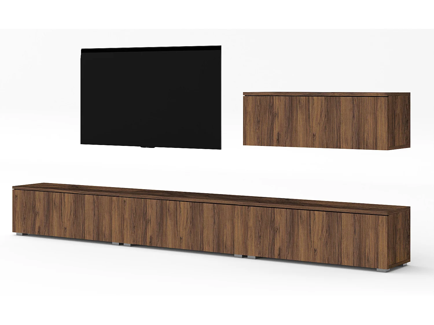 AX LIVING Ensemble TV moderne Loriano 300 cm sur pied noyer Warmia
