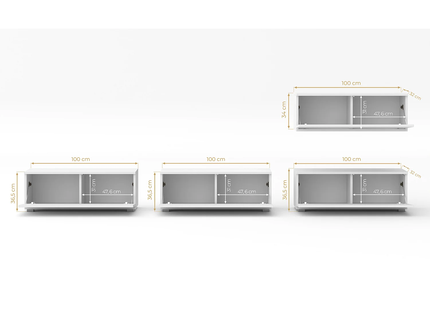 AX LIVING Ensemble TV moderne Loriano 300 cm sur pied noyer Warmia