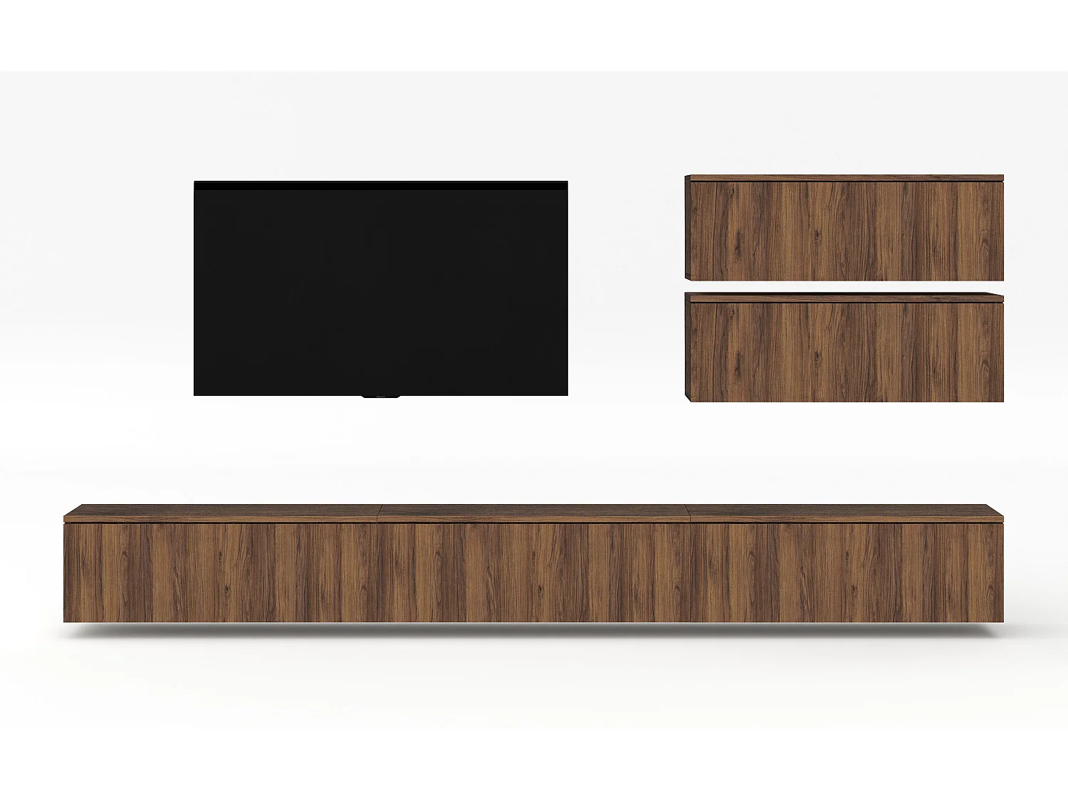 AX LIVING Lowboard TV modern Loriano Wohnwand 300 cm hängend Nussbaum Warmia