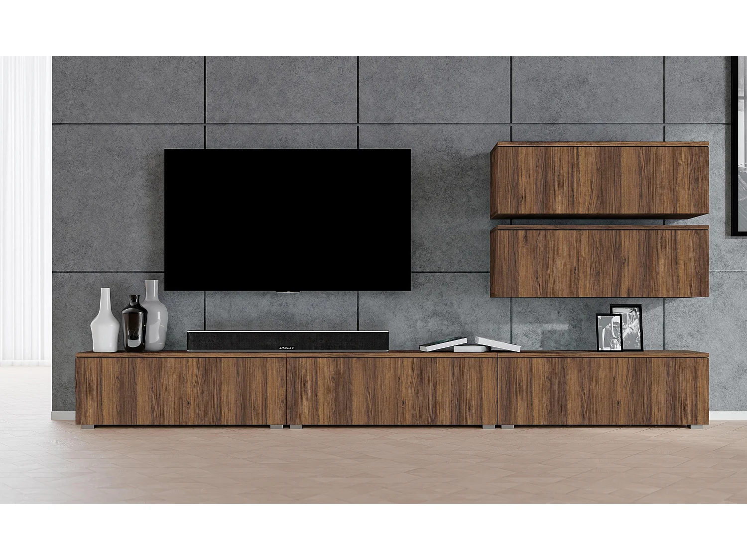 AX LIVING Modern TV-lowboard Loriano wandmeubel 300 cm staand walnoot Warmia