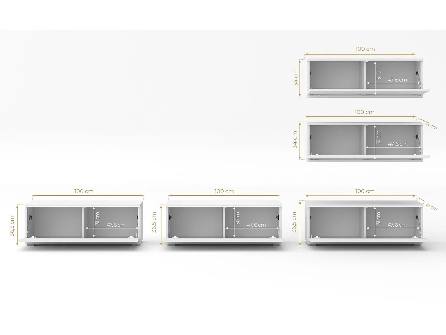 AX LIVING Modern TV-lowboard Loriano wandmeubel 300 cm staand walnoot Warmia