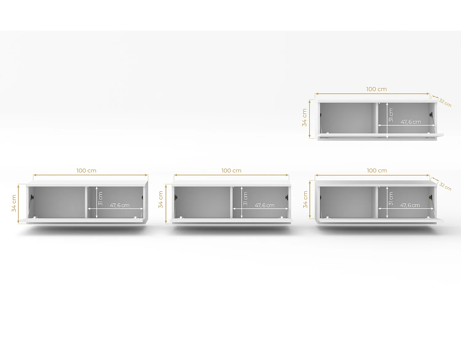 AX LIVING Lowboard TV modern Loriano Wohnwand 300 cm Nussbaum Warmia