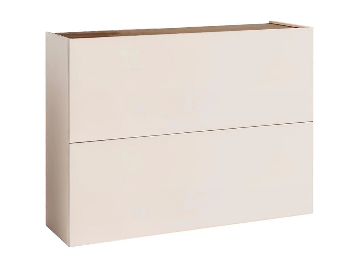 Meuble à chaussures 2 portes abattantes laqué beige poudré à poser au sol ou à suspendre - PAVEL