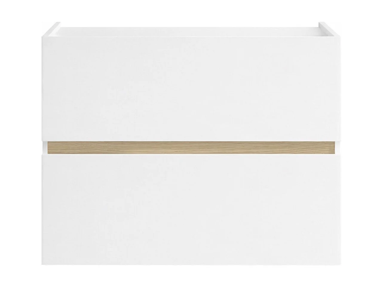 Meuble à chaussures 2 portes abattantes laqué blanc et décor bandeau aspect bois - EDEN