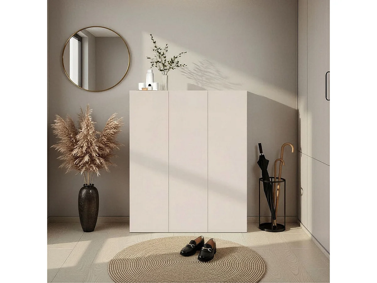 Meuble à chaussures 3 portes laqué beige - PAVEL