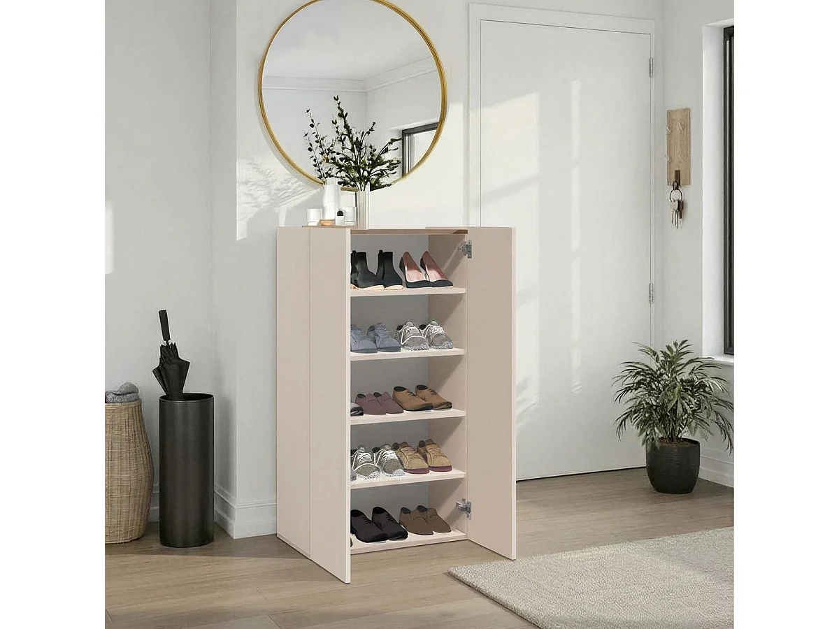 Meuble à chaussures 2 portes laqué beige poudré - PAVEL