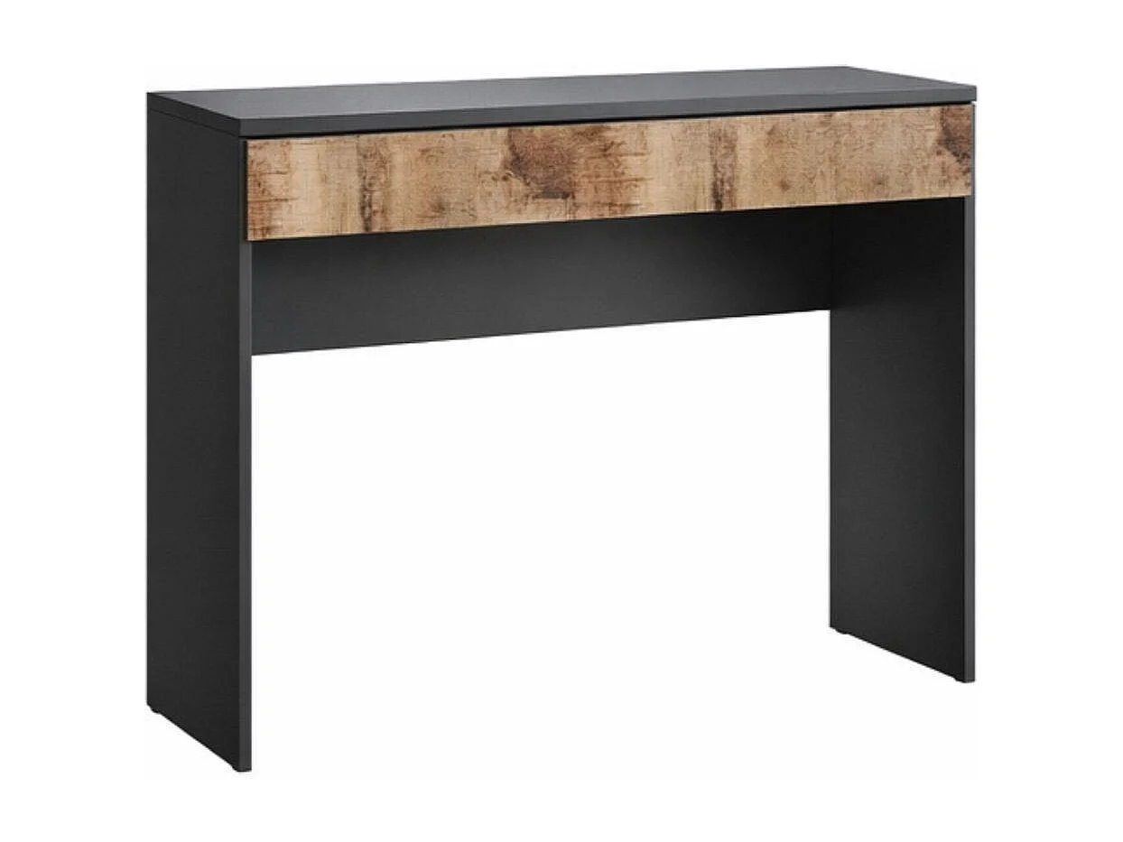 Bureau 78 cm avec un tiroir noir graphite et aspect bois antique - SYNERGIE