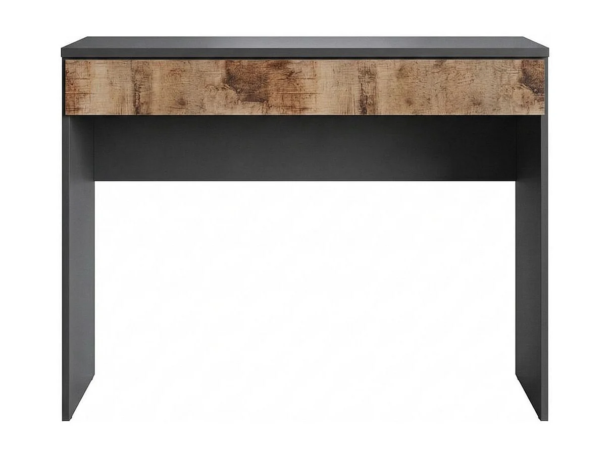 Bureau 78 cm avec un tiroir noir graphite et aspect bois antique - SYNERGIE