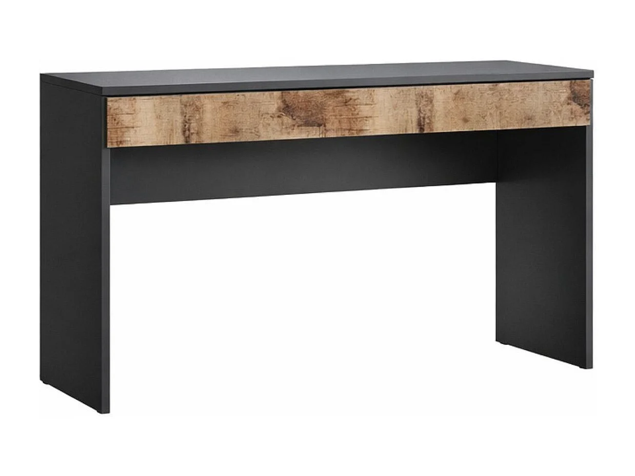 Bureau 110 cm avec un tiroir noir graphite et aspect bois antique - SYNERGIE