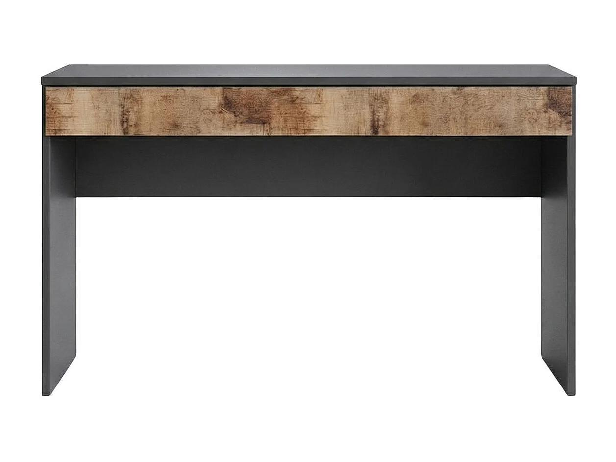 Bureau 110 cm avec un tiroir noir graphite et aspect bois antique - SYNERGIE