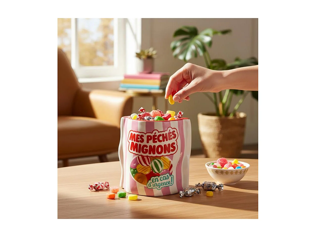 Pot à Bonbons en Céramique "Ludique" 12cm Multicolore