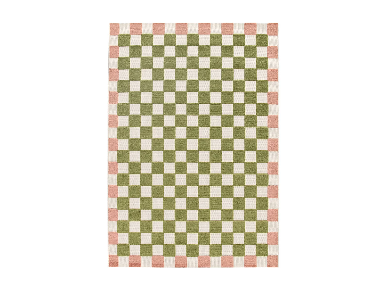 Tapis intérieur/extérieur damier rose et vert 200x290cm - Auguste