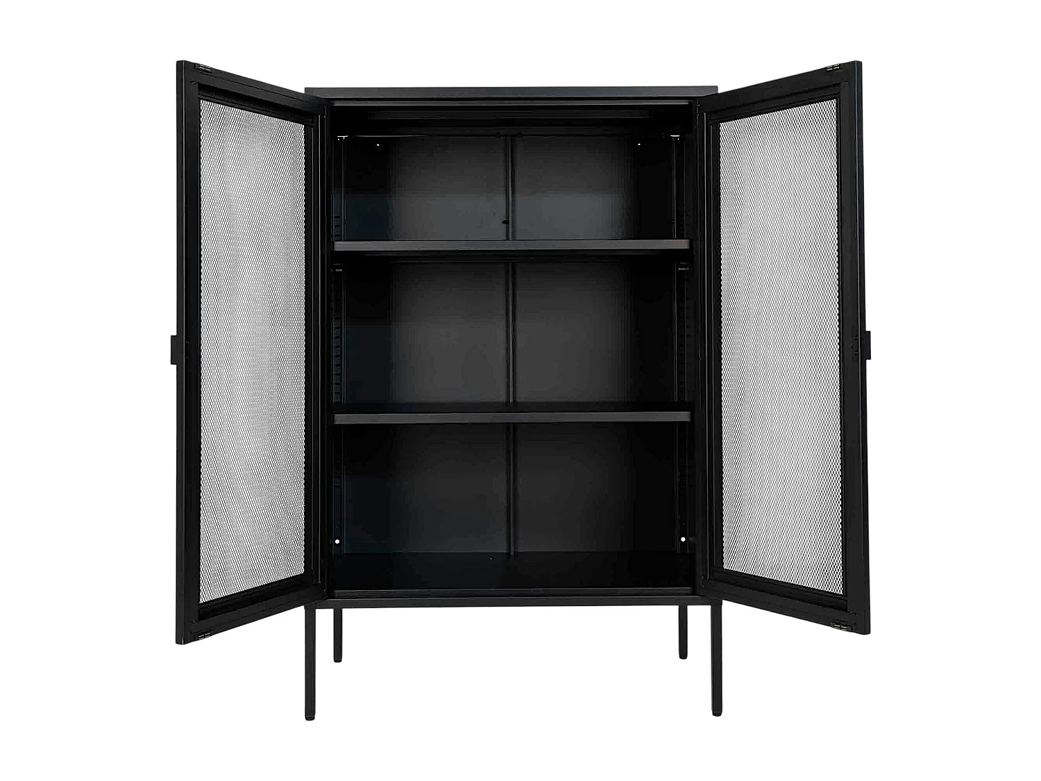 Buffet vitrine métal noir portes grillagées ODENSE