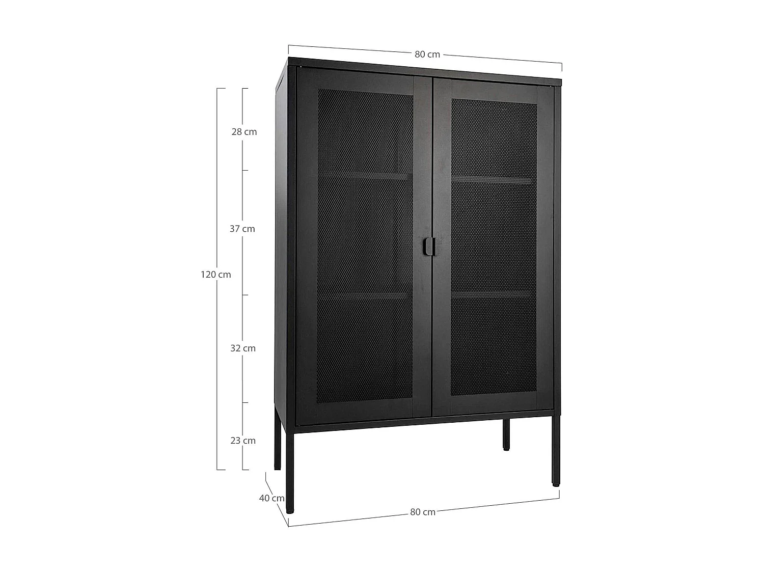 Buffet vitrine métal noir portes grillagées ODENSE