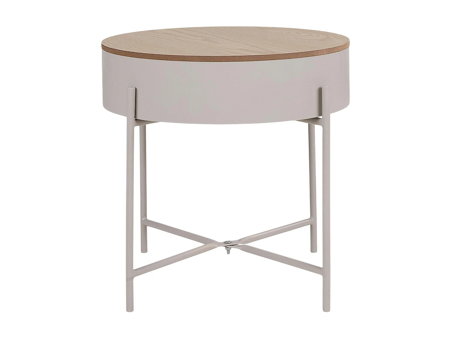 Bout de canapé métal beige plateau effet bois ODENSE