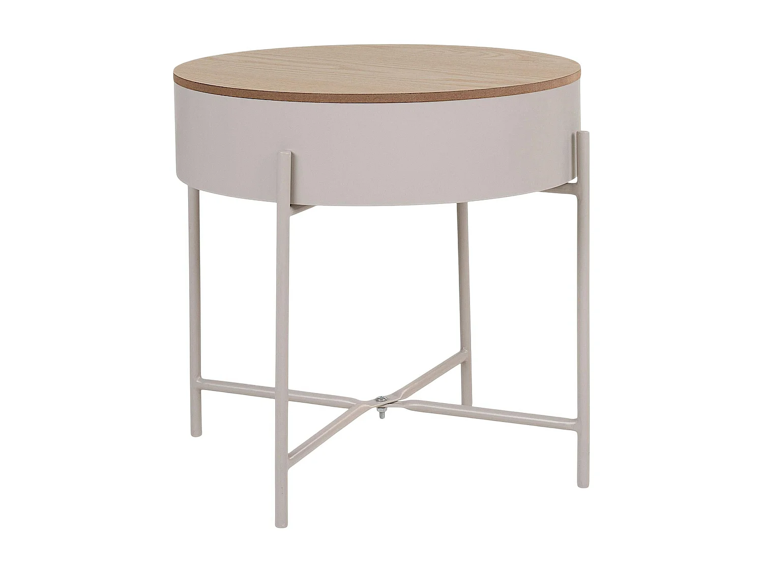 Bout de canapé métal beige plateau effet bois ODENSE
