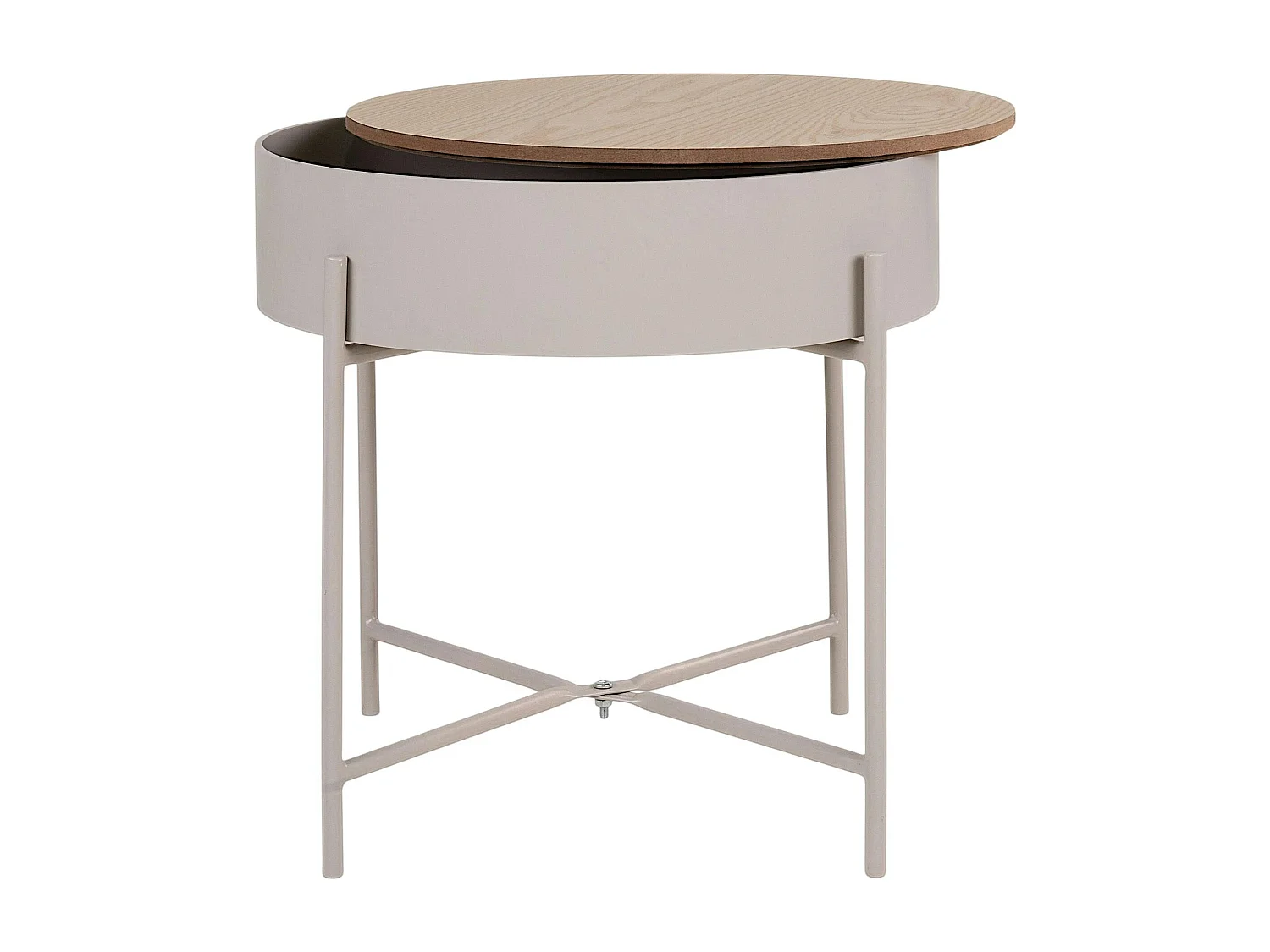 Bout de canapé métal beige plateau effet bois ODENSE
