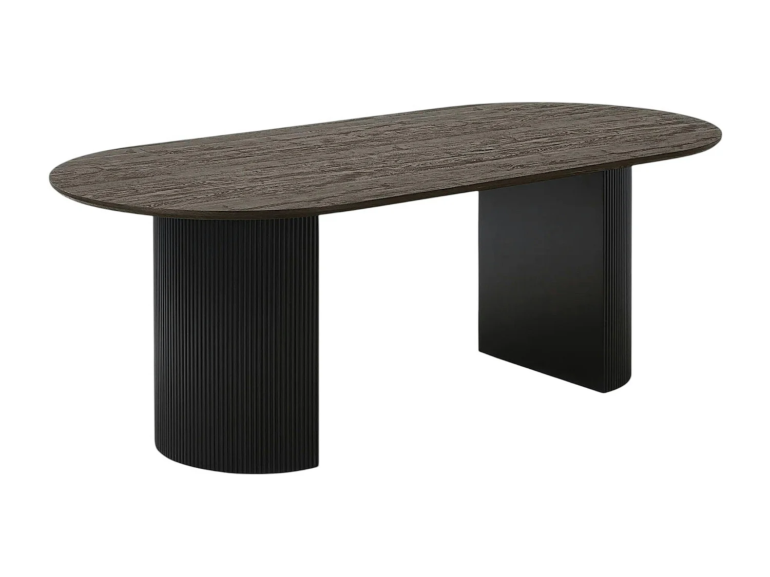 Ens. table ovale décor bois foncé + 6 chaises vertes MATERA