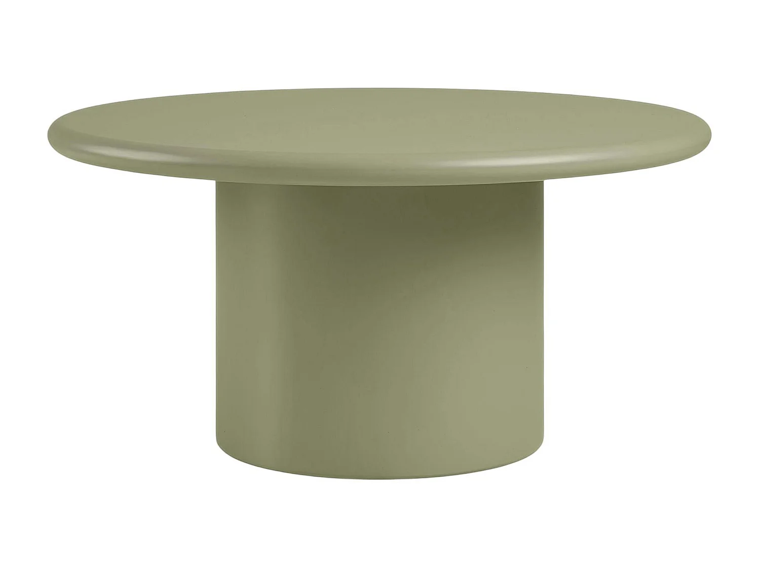 Table basse design vert olive pied colonne TULUM