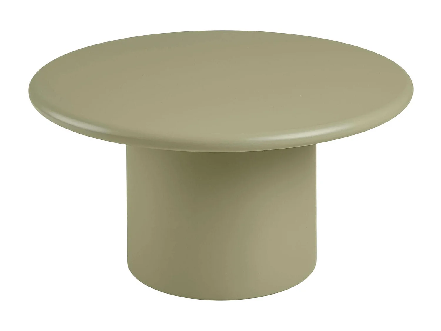 Table basse design vert olive pied colonne TULUM