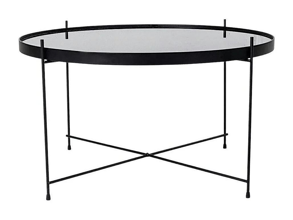 Table basse design verre métal noir ø70 cm TULUM