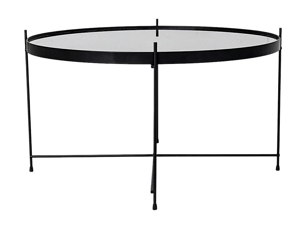 Table basse design verre métal noir ø70 cm TULUM