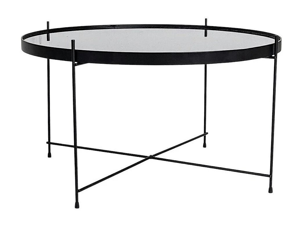 Table basse design verre métal noir ø70 cm TULUM