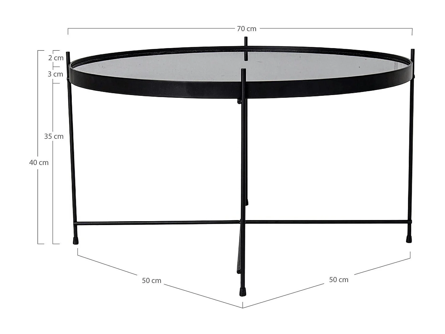Table basse design verre métal noir ø70 cm TULUM