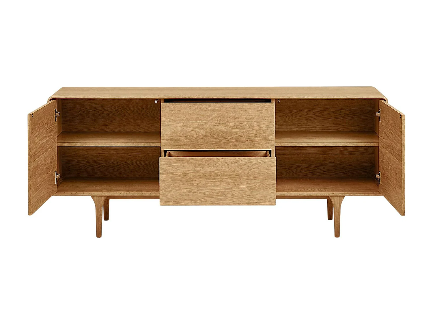 Buffet scandinave en placage chêne 2 portes 2 tiroirs TARAZ