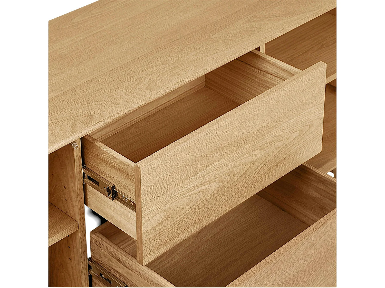Buffet scandinave en placage chêne 2 portes 2 tiroirs TARAZ