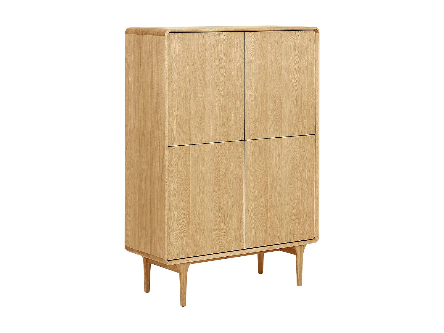 Buffet haut 4 portes en placage chêne clair TARAZ