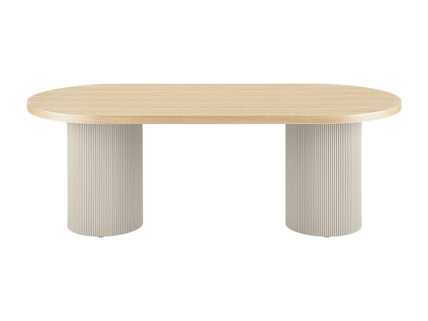 Table à manger ovale placage frêne pieds colonne 220 cm LISBONNE