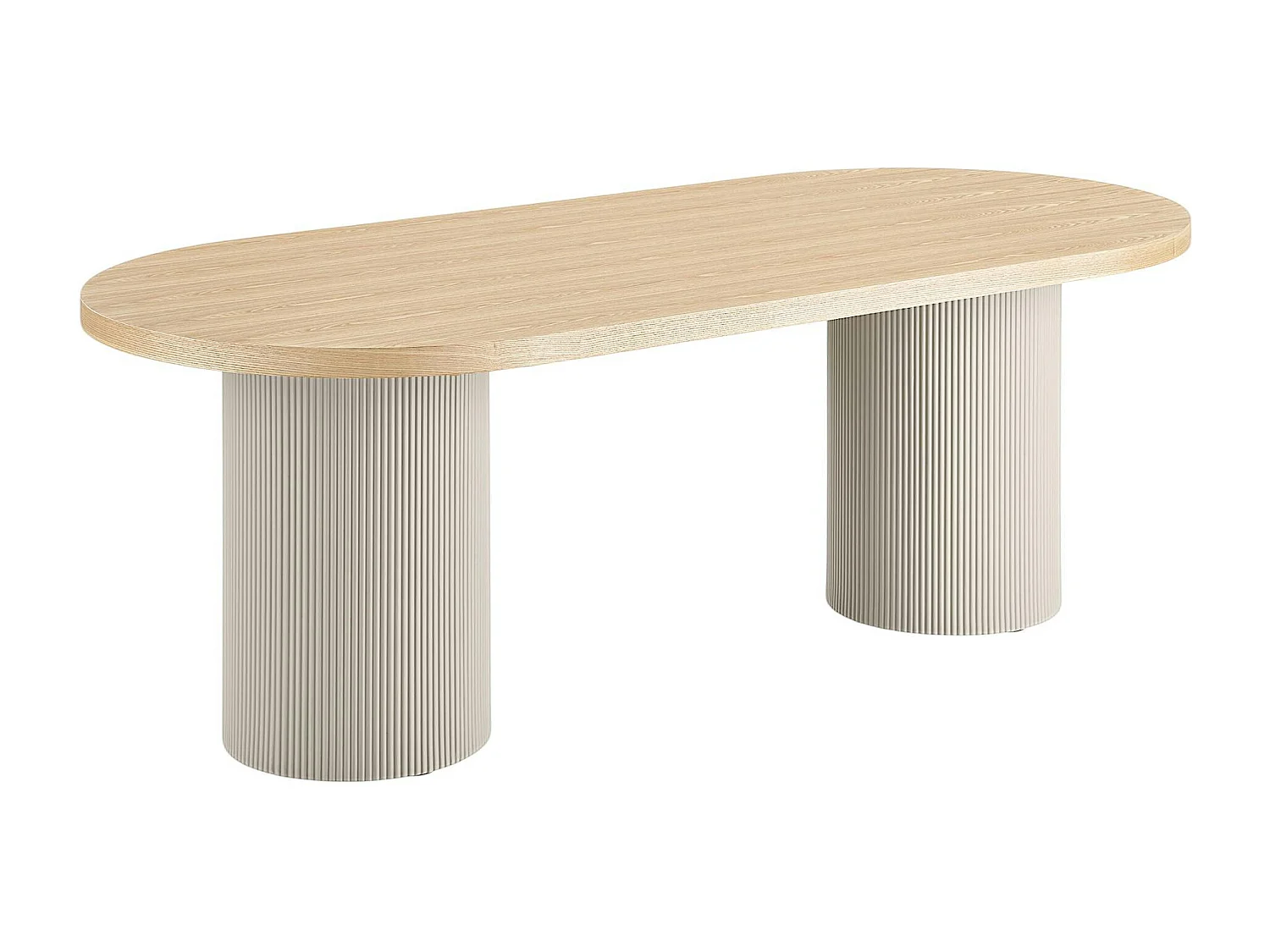 Table à manger ovale placage frêne pieds colonne 220 cm LISBONNE